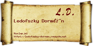 Ledofszky Dormán névjegykártya